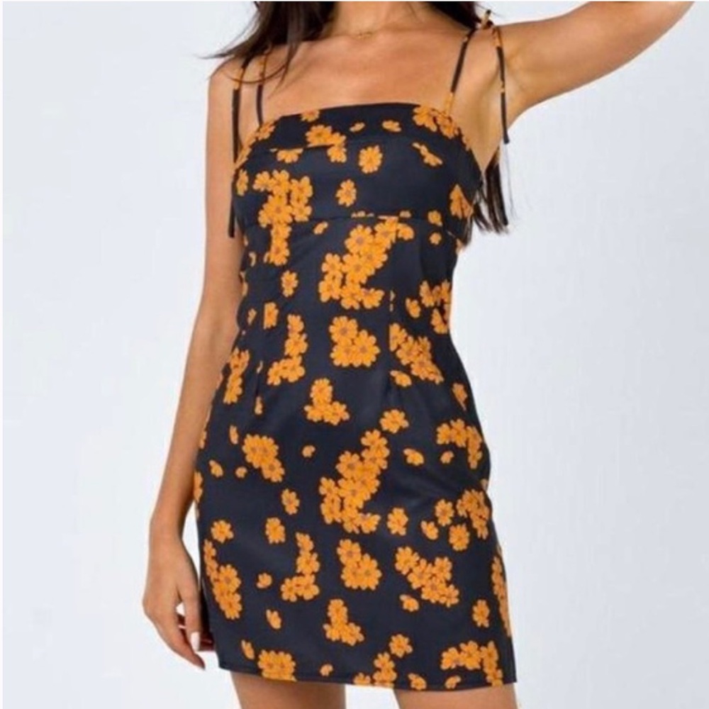 Princess Polly Floral Black and Orange Dress